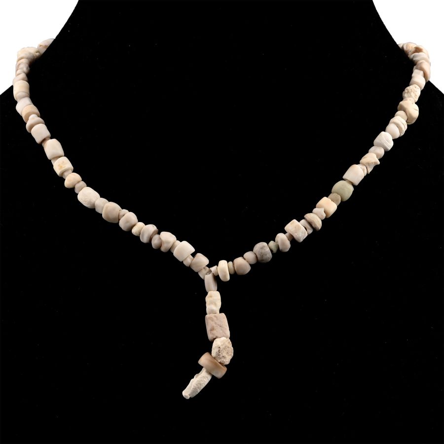Western Asiatic White and Beige Stone Bead Necklace String