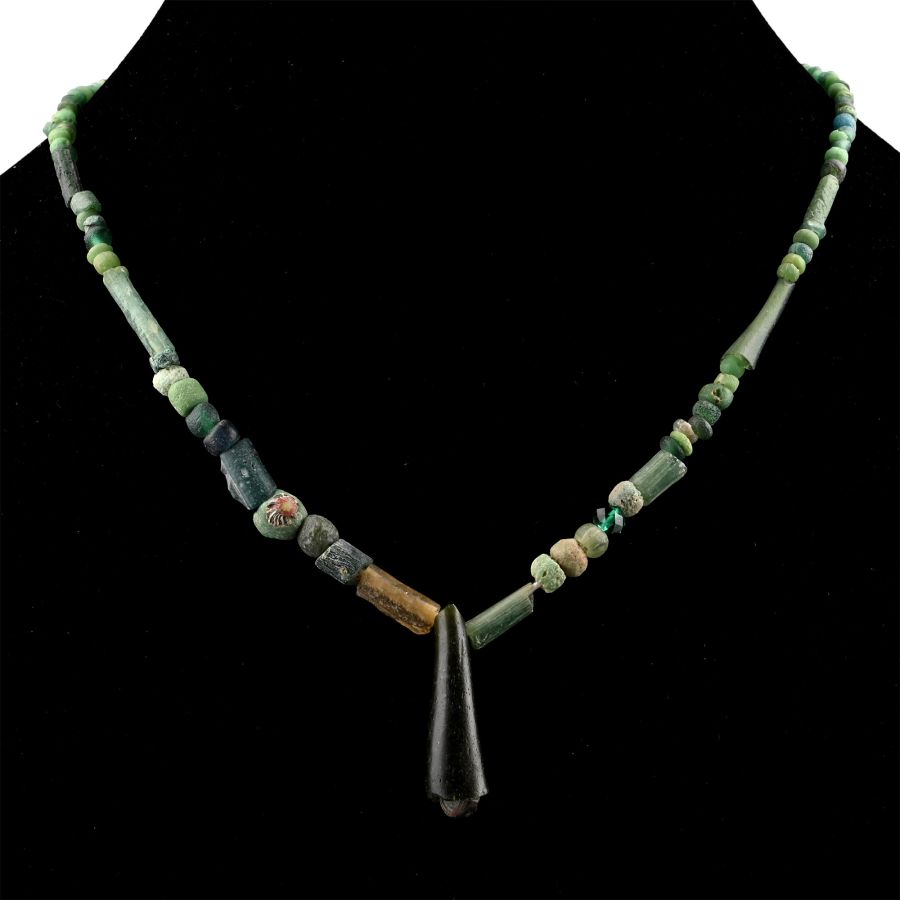 Roman and Other Green Glass Bead Necklace String