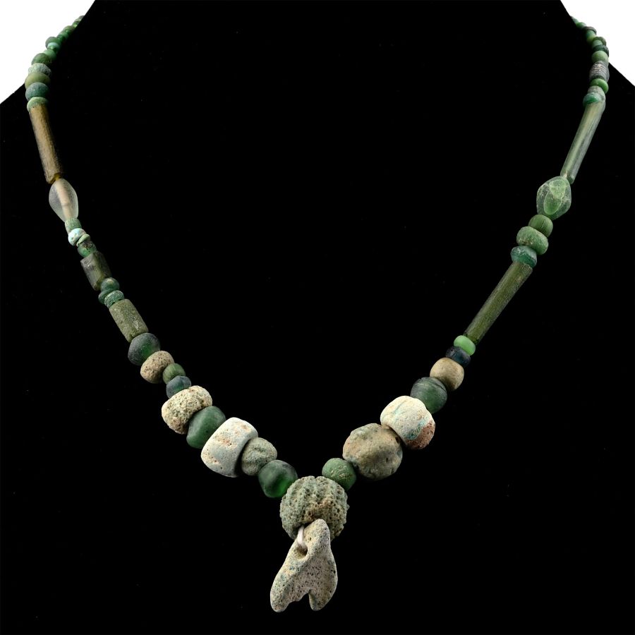Roman and Other Green Glass Bead Necklace String