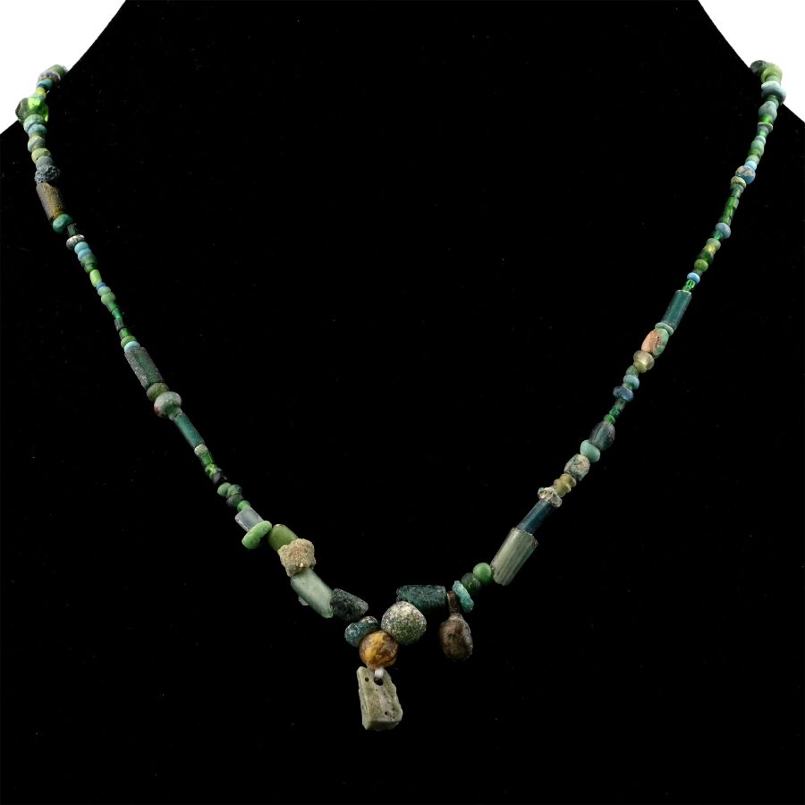 Roman and Other Green Glass Bead Necklace String