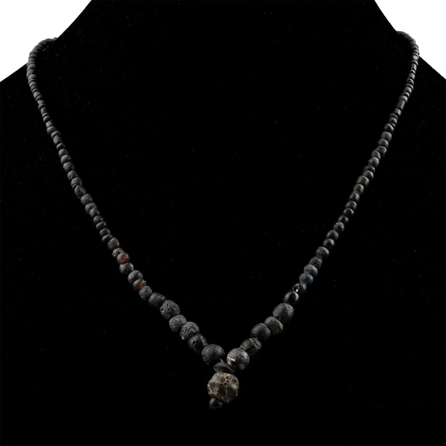 Roman and Other Black Glass Bead Necklace String