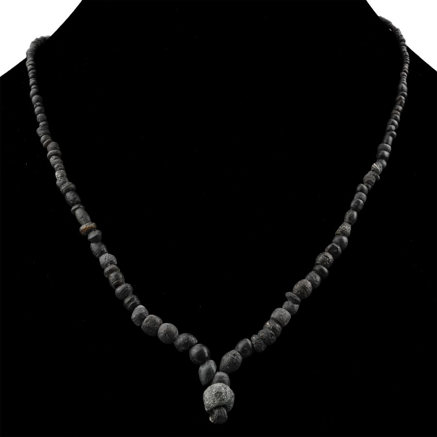 Roman and Other Black Glass Bead Necklace String
