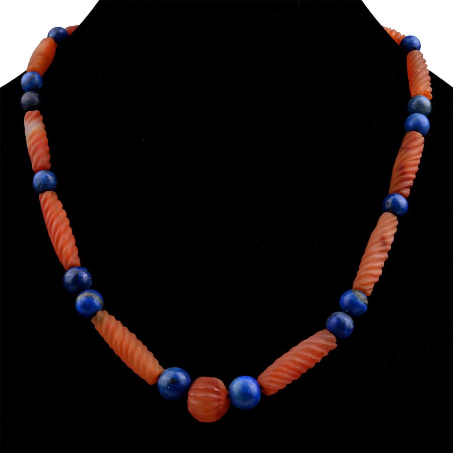 Bactrian Style Lapis Lazuli and Other Stone and Glass Bead Necklace String