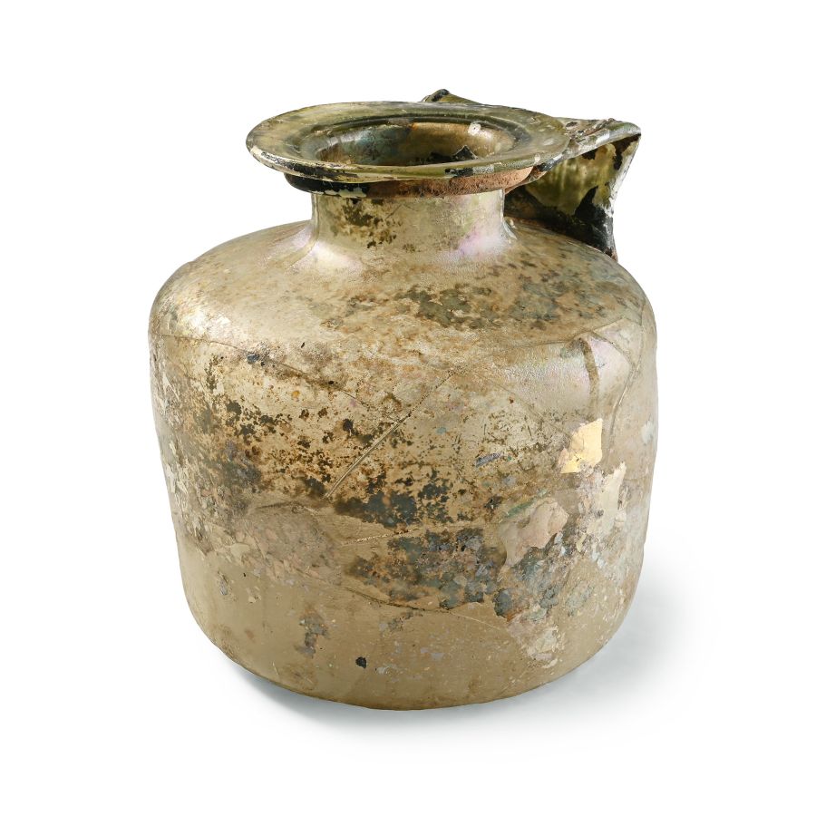 Large Roman Glass Jug with Iridescence