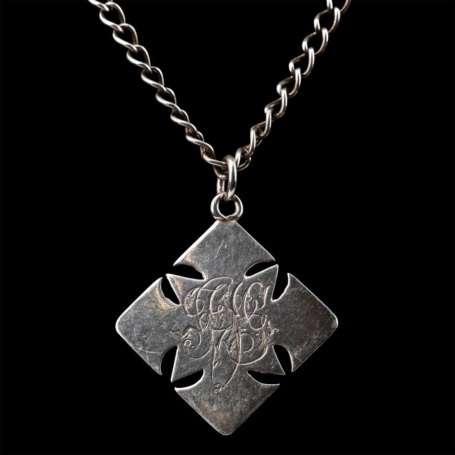 Post Medieval Engraved Silver Cross Pendant with Monogram