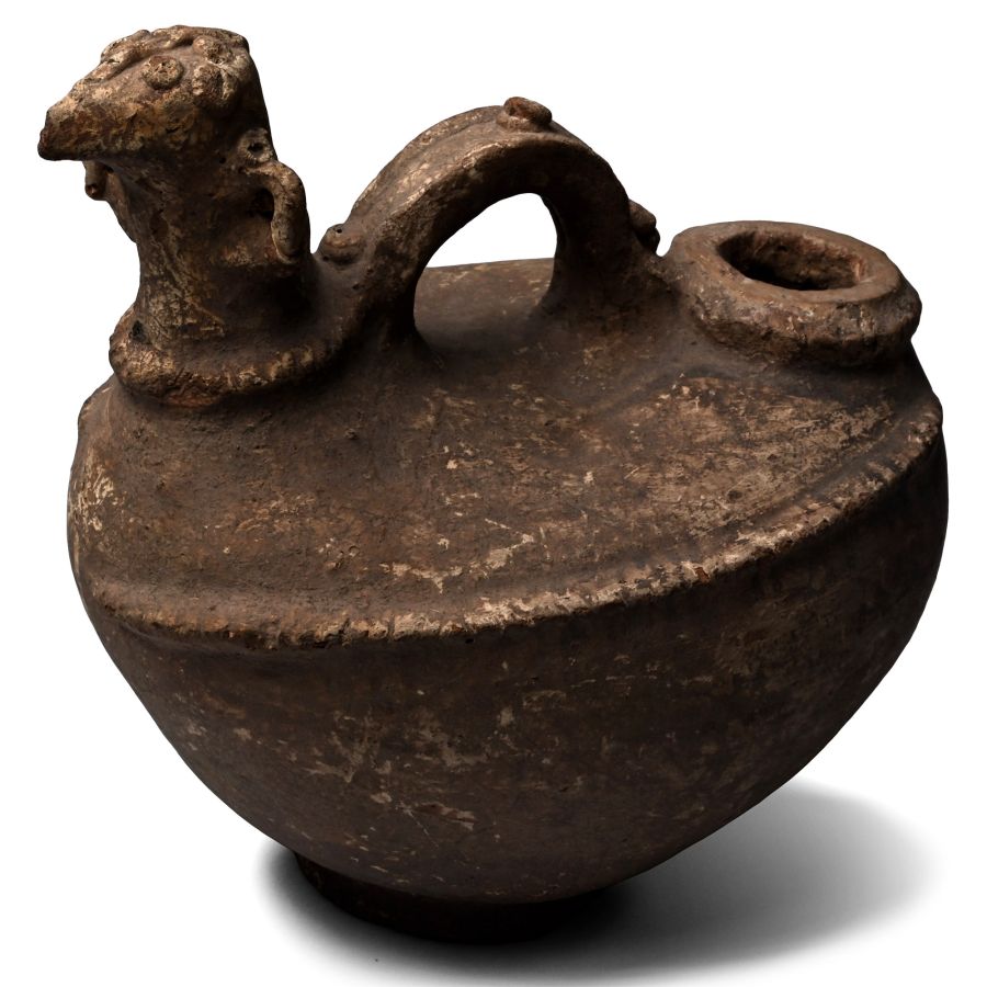 Western Asiatic Ram-Headed Pot with Handle