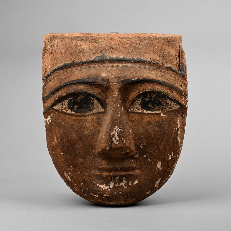 Egyptian Painted Wooden Mummy Mask