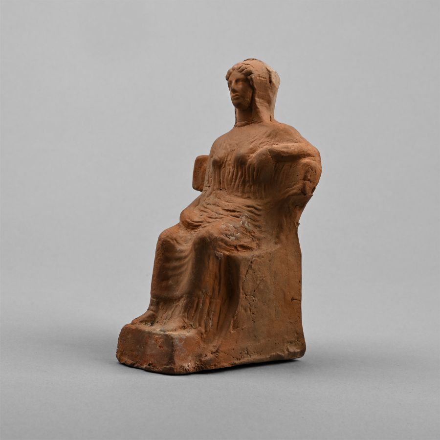 Greek Terracotta Figure of a Seated Goddess