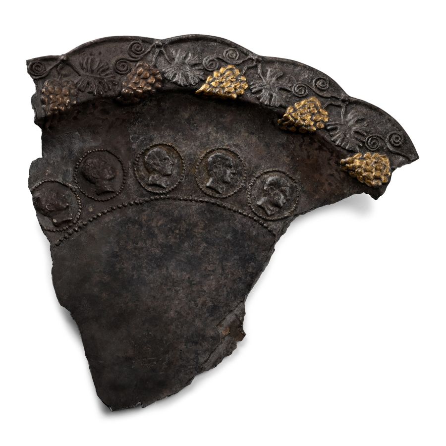 Bactrian Style Silver Dish Fragment with Hellenistic Portraits