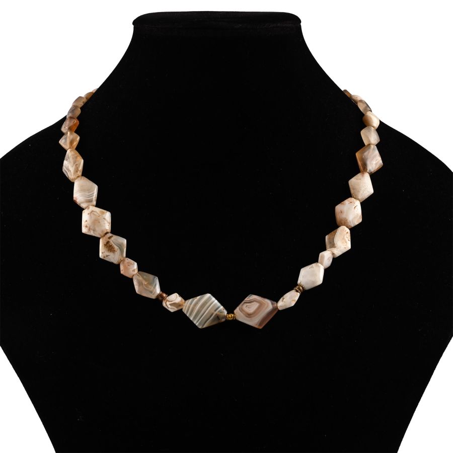 Western Asiatic Pale Agate and Gold Bead Necklace