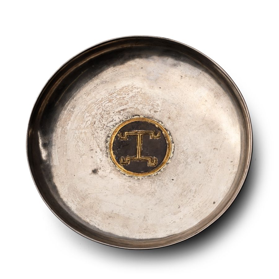 Post Sasanian Silver Footed Dish with 'Tamga'