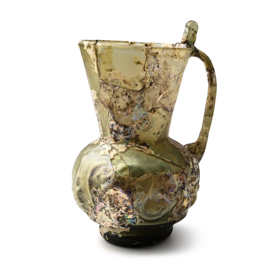 Western Asiatic Mould Blown Pale Green Glass Jug