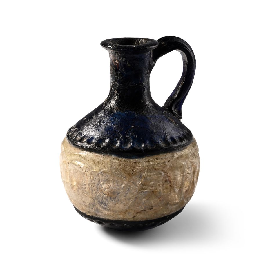 Fatimid Opaque and Clear Glass Juglet