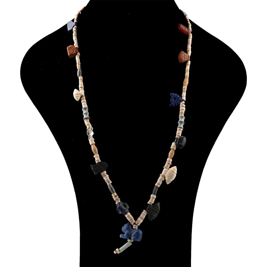 Stone Animal and Other Amulet Necklace