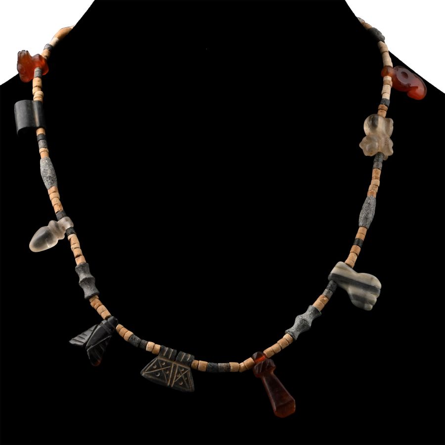 Stone Animal and Other Amulet Necklace