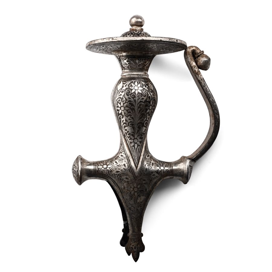 Indian Silvered Bronze Sabre Handle