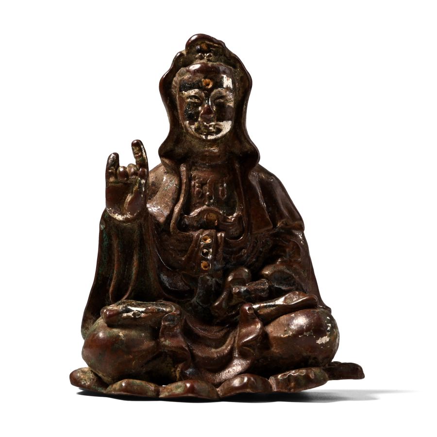 Chinese Bronze Seated Firgure of  Guanyin, the Goddess of Mercy