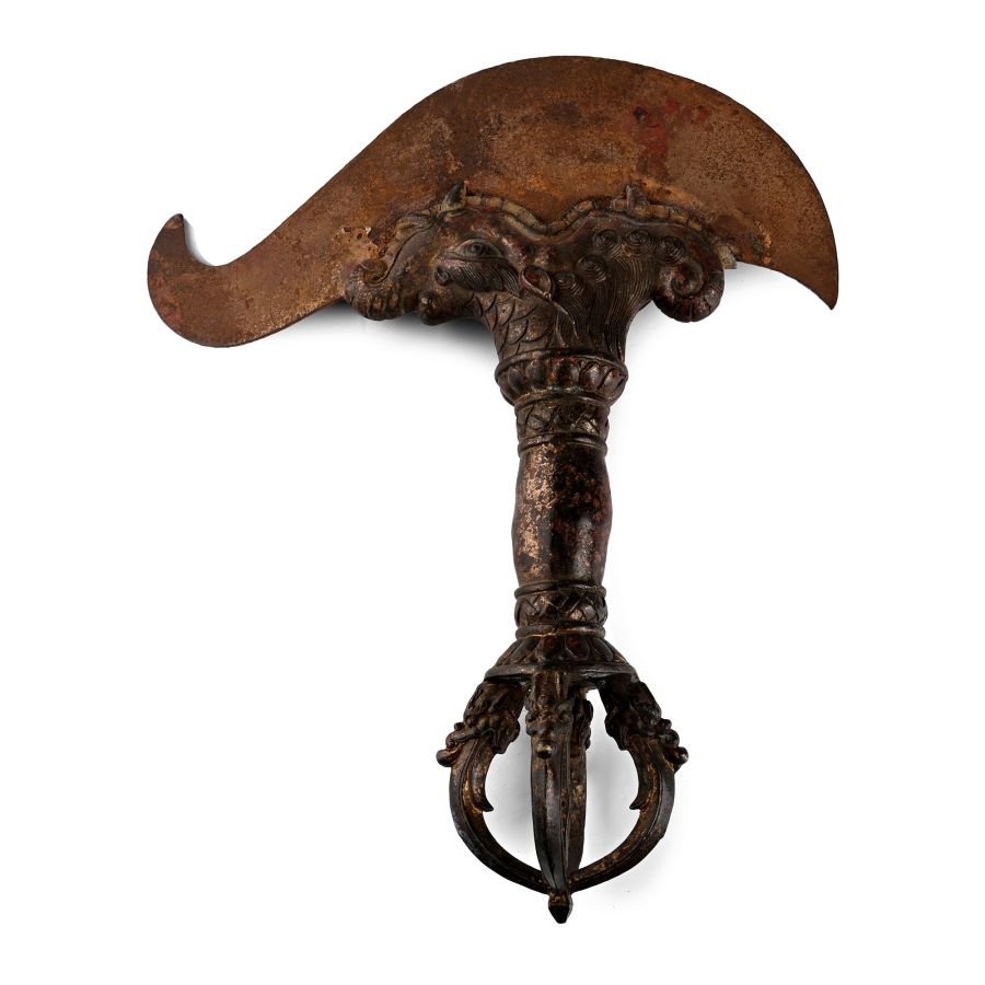 Tibetan Gilt Bronze Ritual Kartika Knife