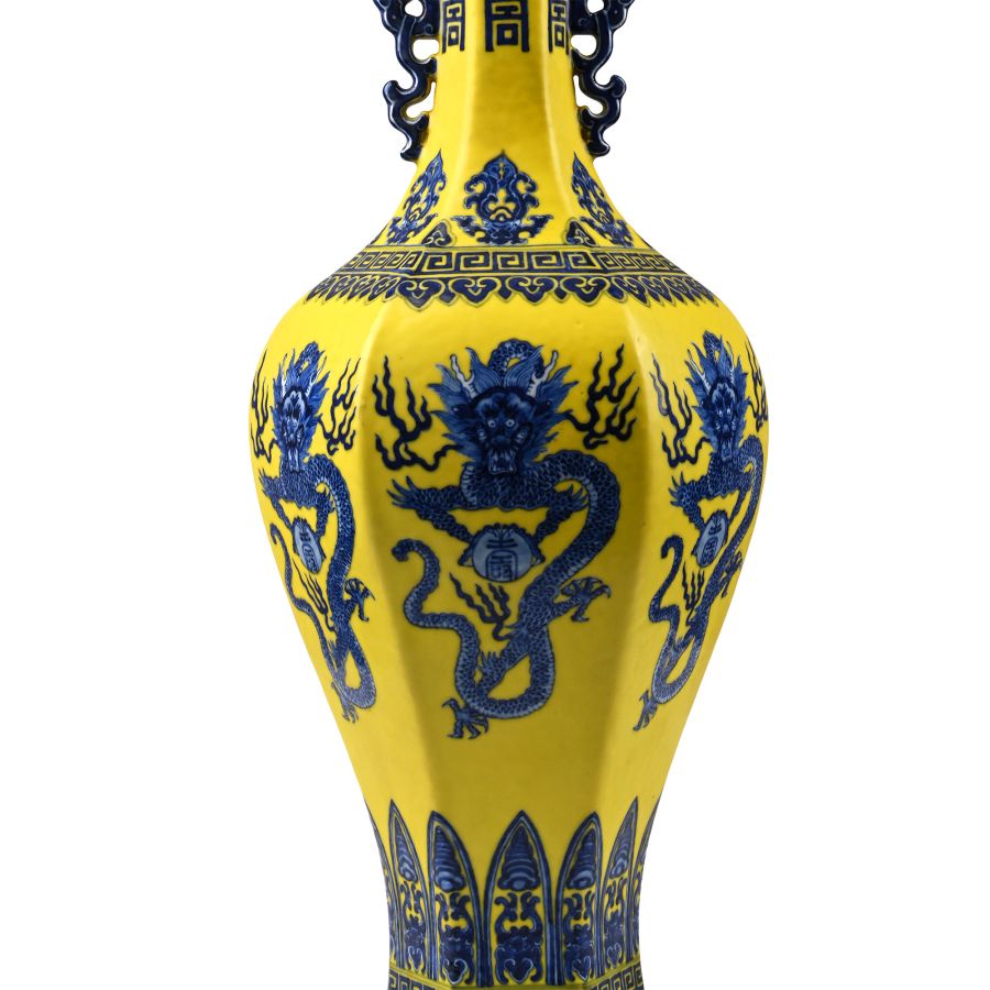 Large Chinese Glazed Ceramic Dragon Vase