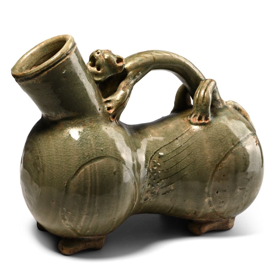 Chinese Yue Kiln Style Celadon Animal Vessel