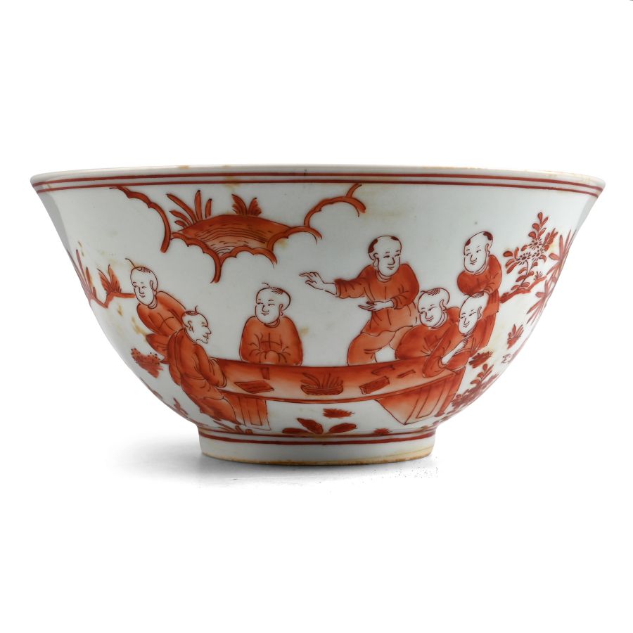 Large Chinese Glazed Ceramic Scenic Bowl