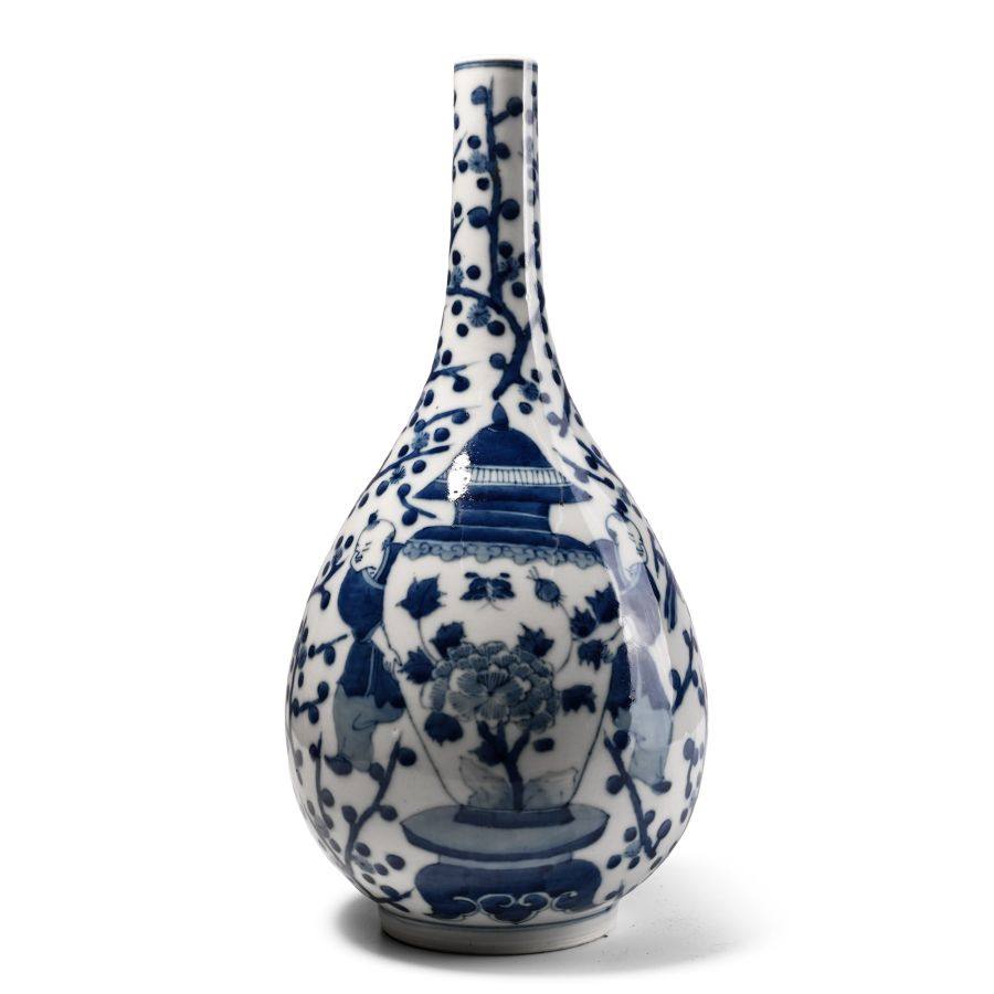 Large Japanese Blue and White Glazed Vase
