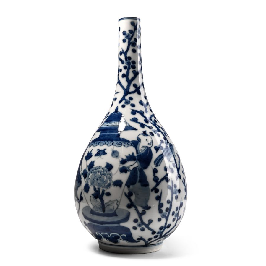 Large Japanese Blue and White Glazed Vase