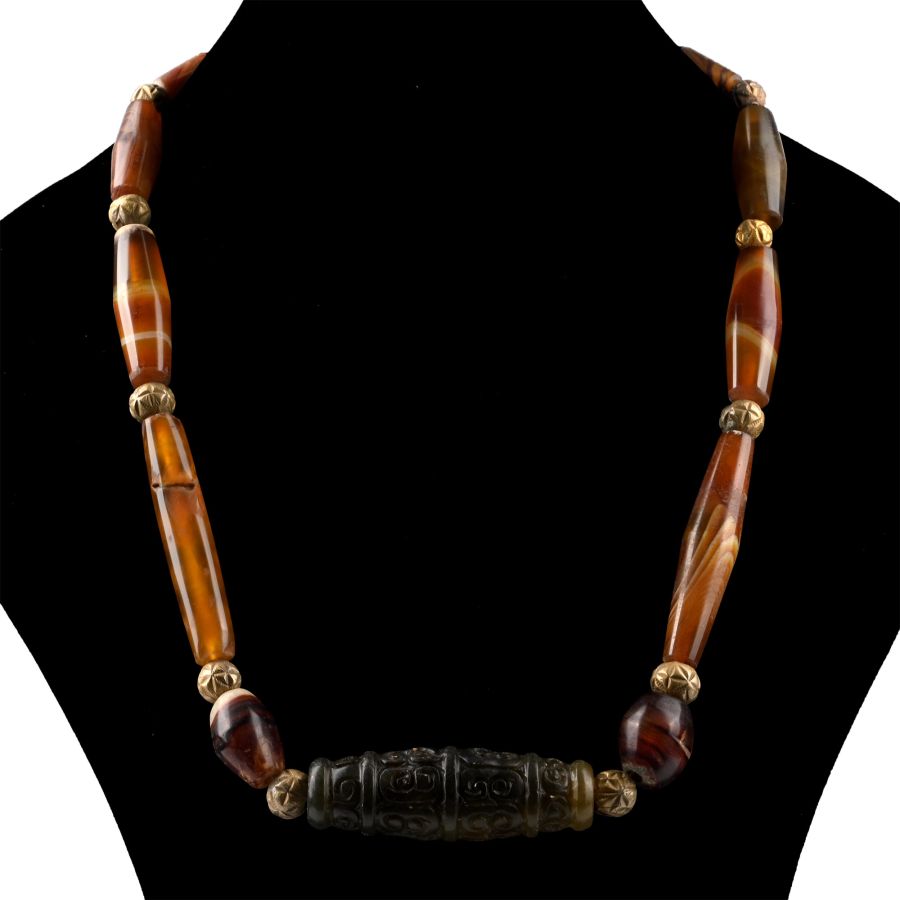 Tibetan Carnelian Prayer Bead Pendant Necklace