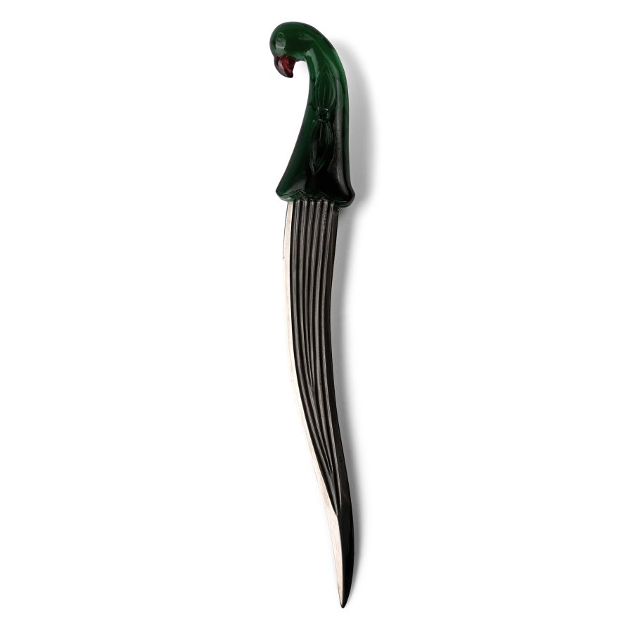Indian Iron Dagger with Green Glass Hilt