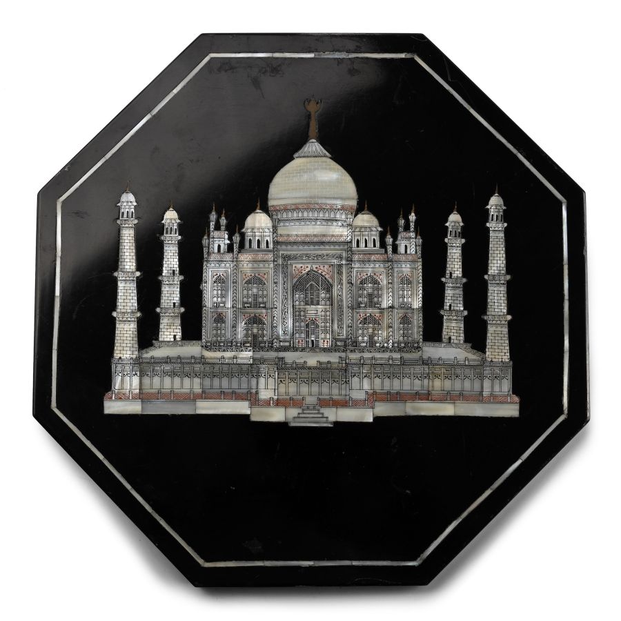 Large Indian Stone Tile with Inlaid Taj Mahal