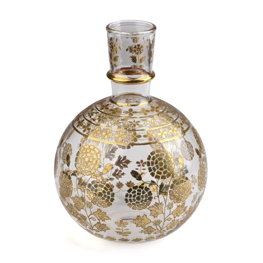 Indian Gilded Glass Hookah Base