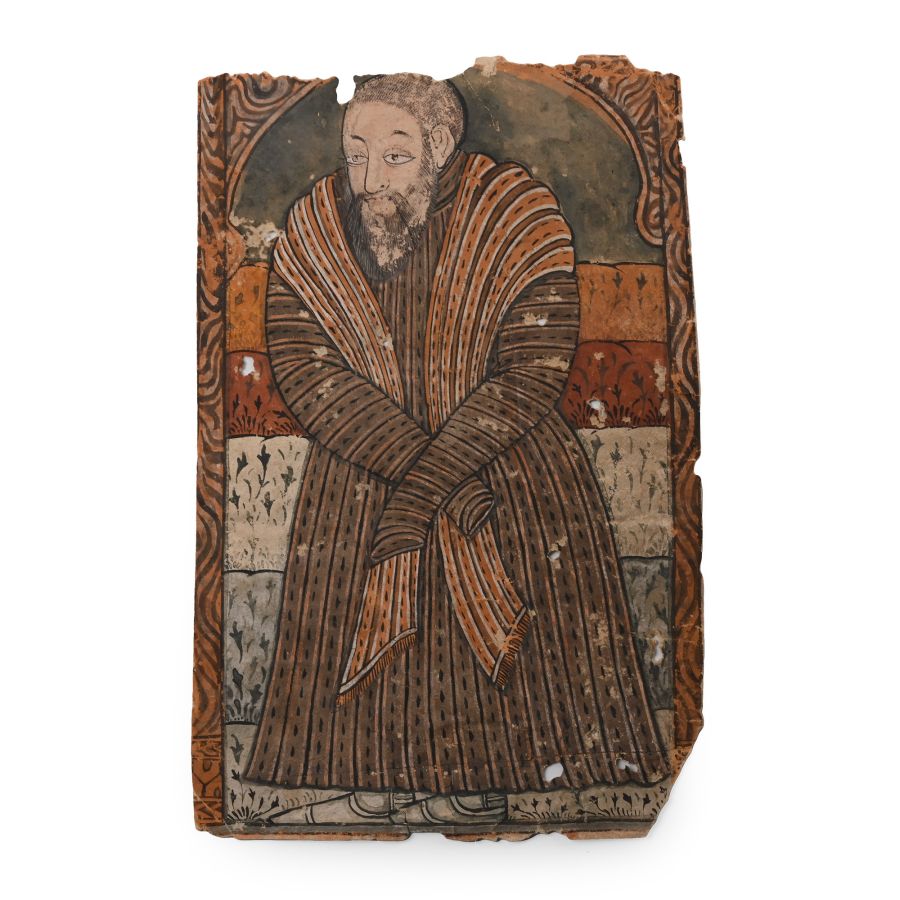 Persian Painted Dervish Man Miniature Leaf
