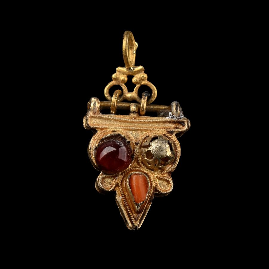 Medieval Gold Pendant with Gemstones