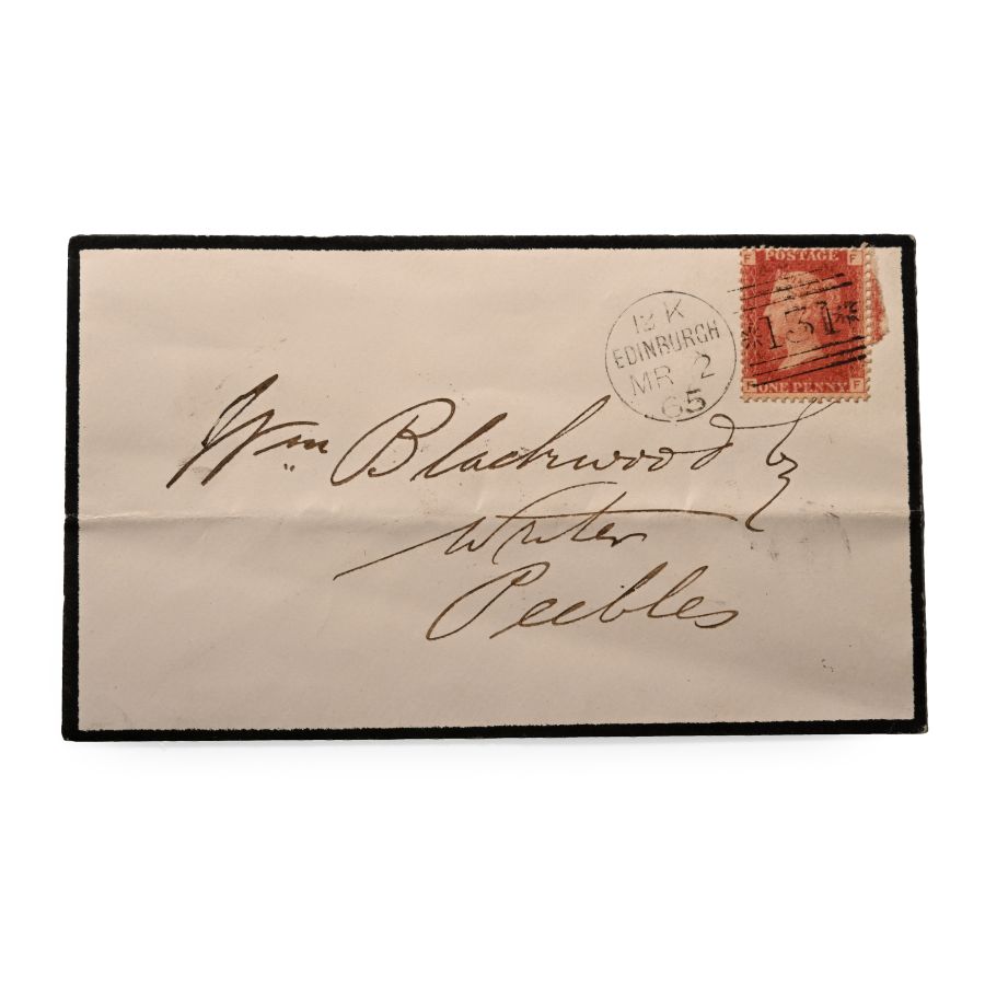 Great Britain. Victoria, Perforated Penny Red on Mourning Envelope.