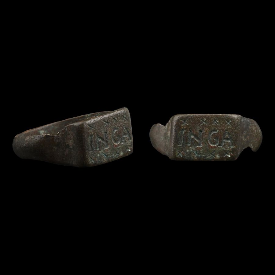 Medieval Bronze Ring with INGA