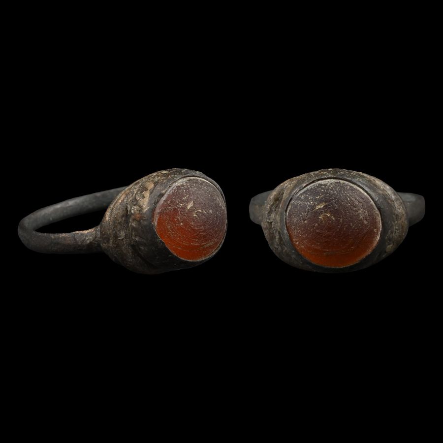 Medieval Bronze Ring with Cabochon