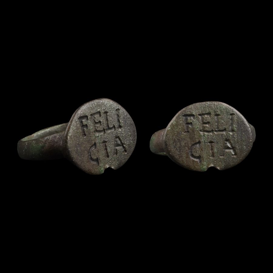 Roman Bronze Ring with FELI CIA