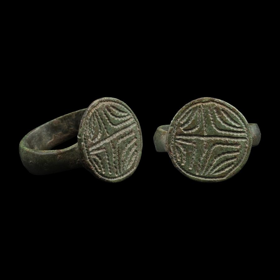 Medieval Bronze Ring with Cross