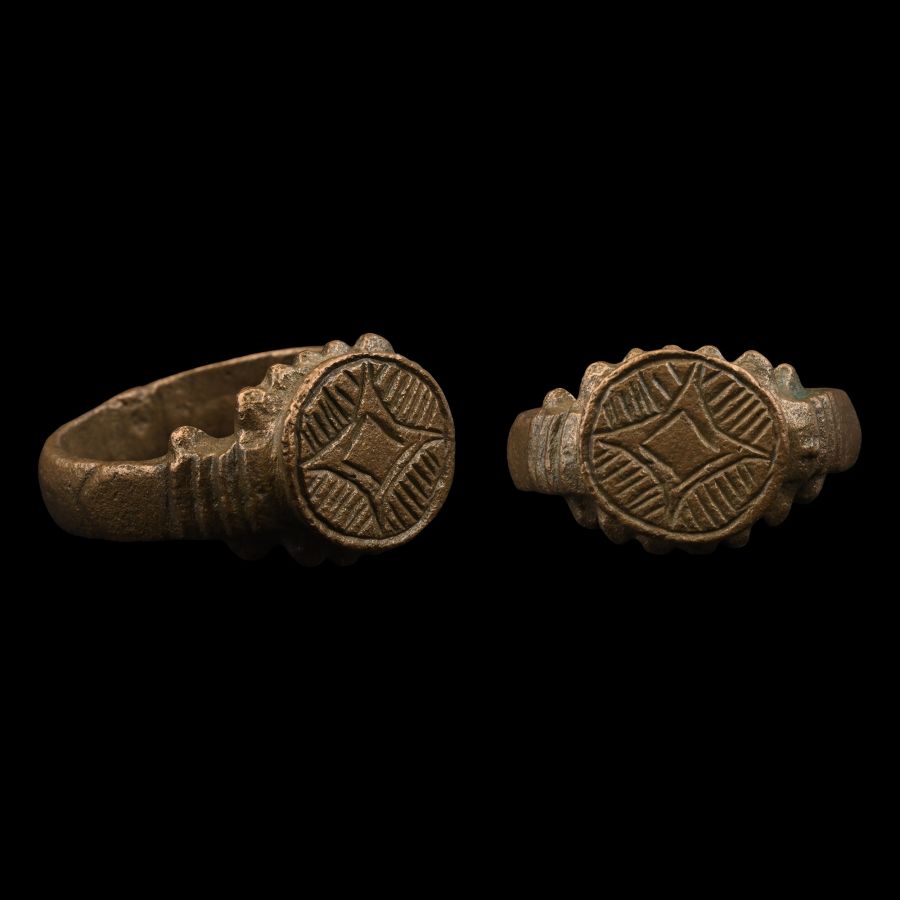 Medieval Bronze Ring with Cross