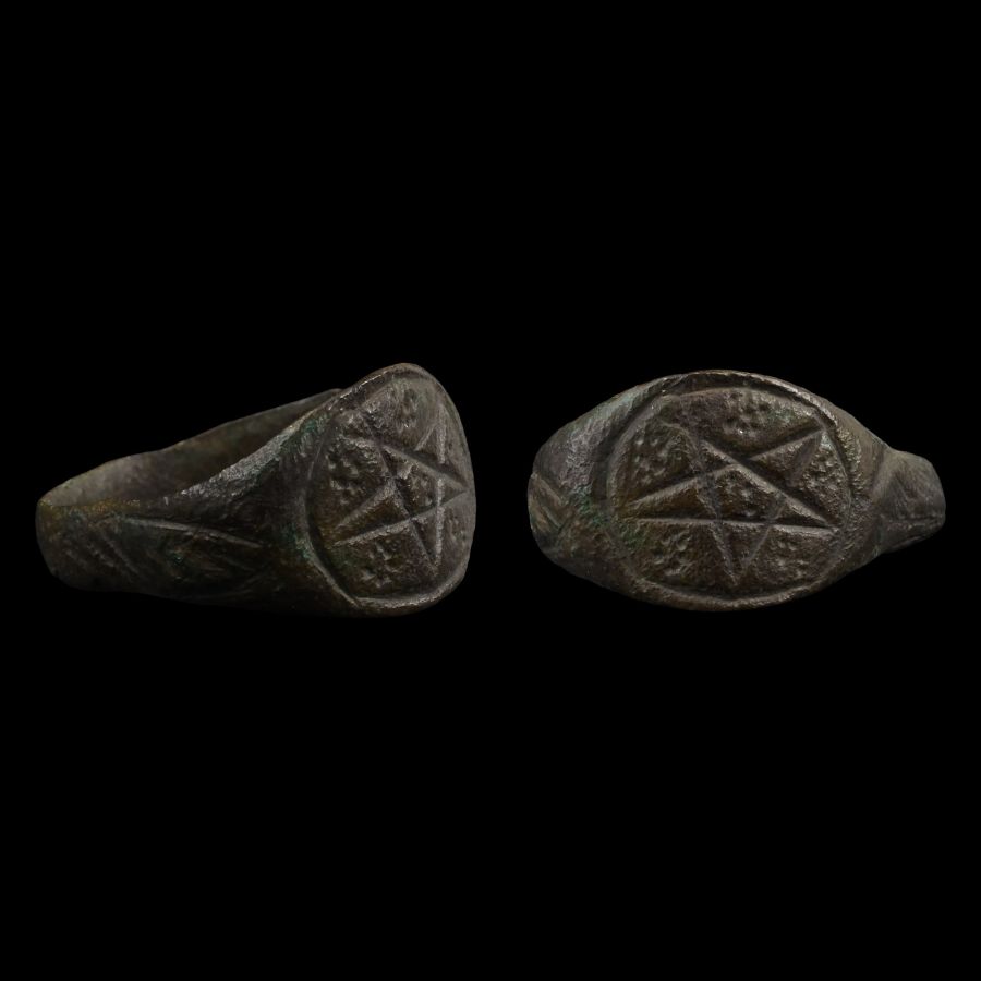 Medieval Bronze Ring with Pentagram