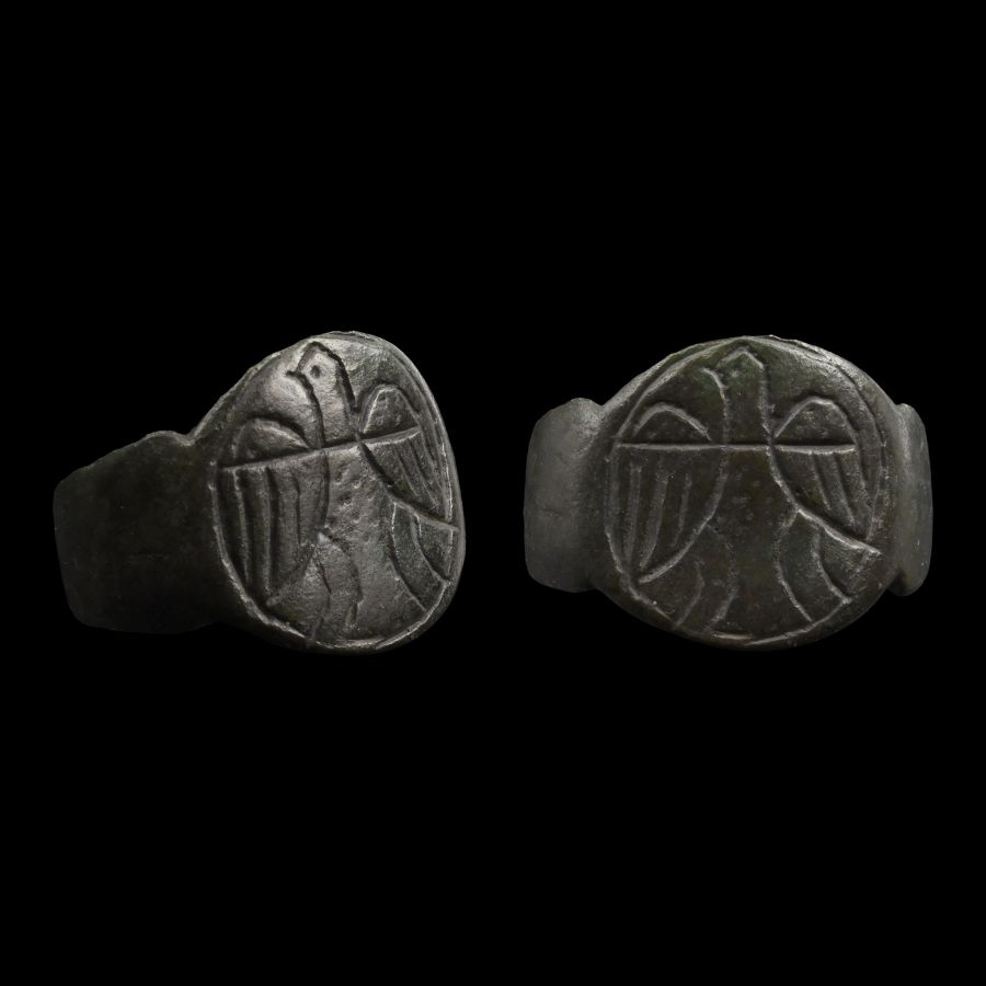 Byzantine Bronze Expandable Ring with Spread Eagle