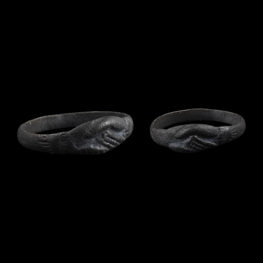 Medieval Bronze Clasped Hands Ring