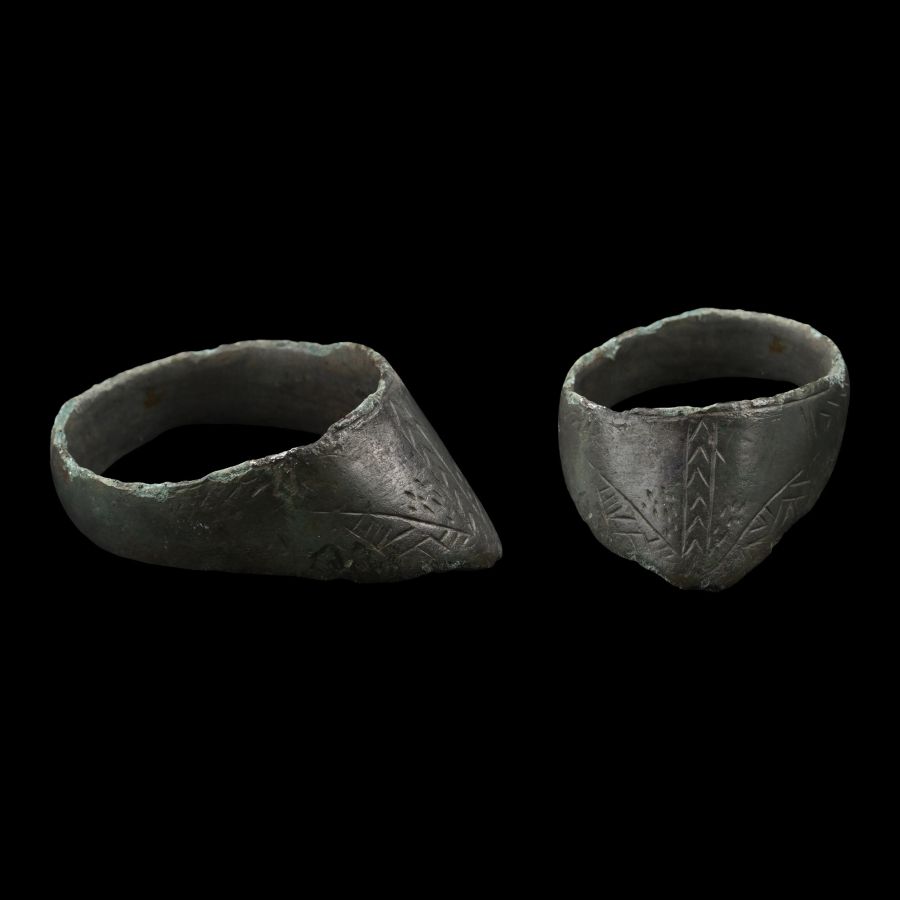 Medieval Bronze Decorated Archer's Thumb Ring