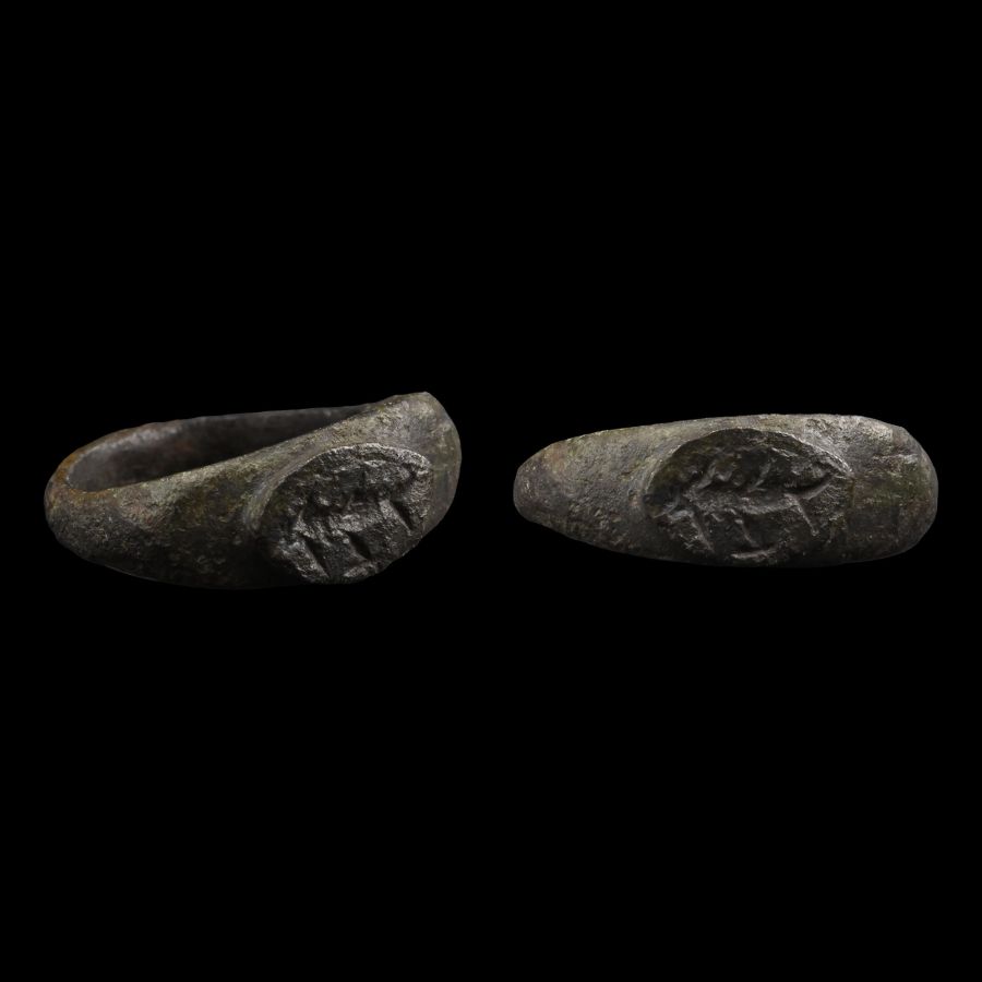 Roman Early Christian Bronze Ring with Fish