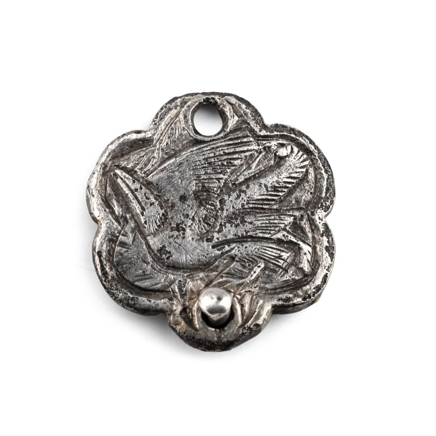 Medieval Silver Heraldic Mount with Bird