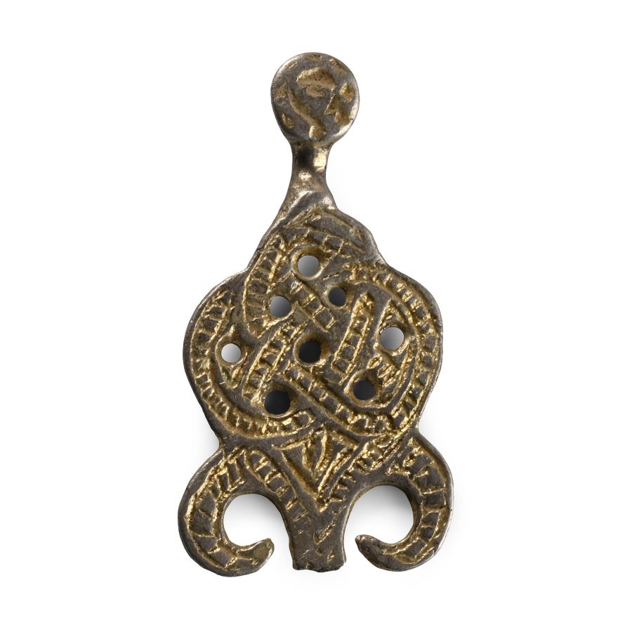 Viking Age Silver-Gilt Fastener with Entwined Beasts