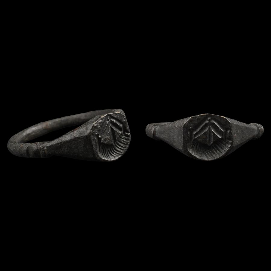 Late Roman Bronze Ring with Galley