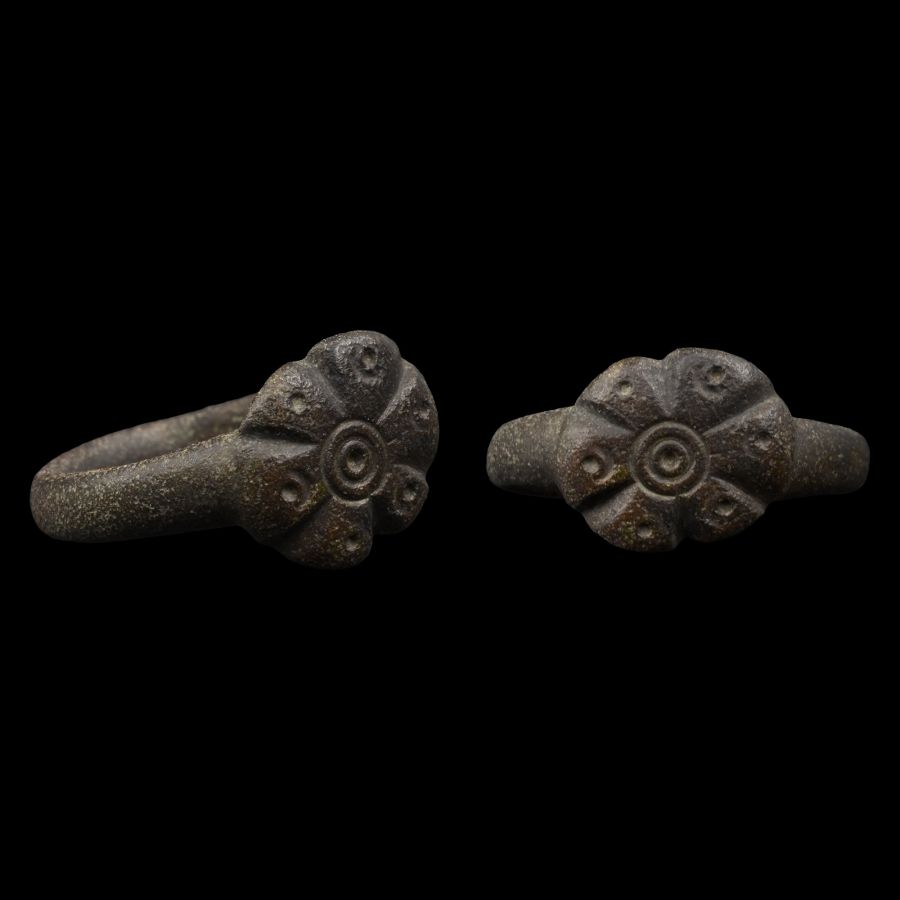 Medieval Bronze Ring with Rosette