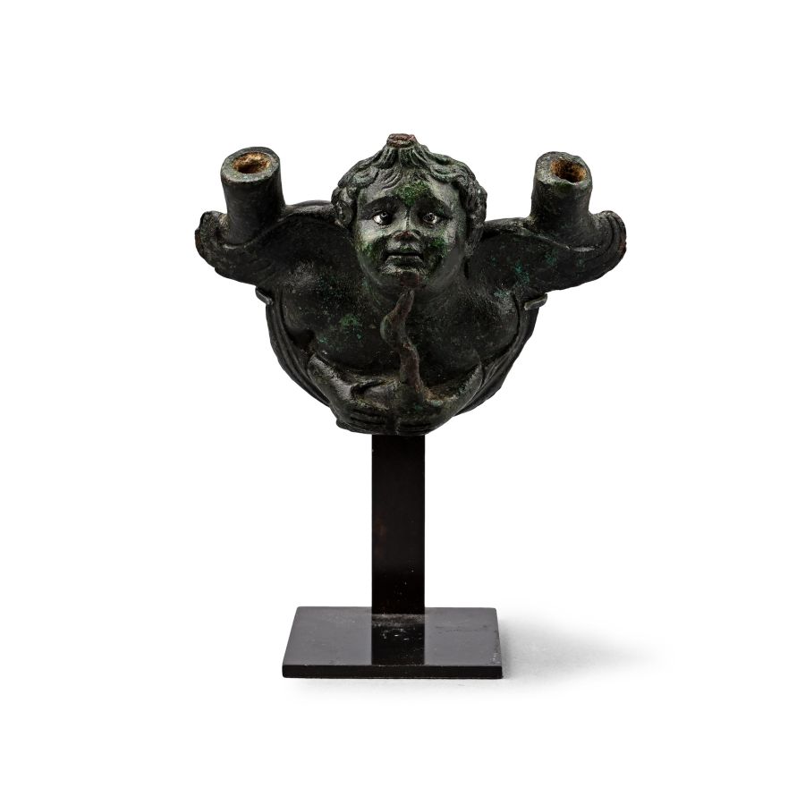Roman Bronze Eros Cradling Goose Applique