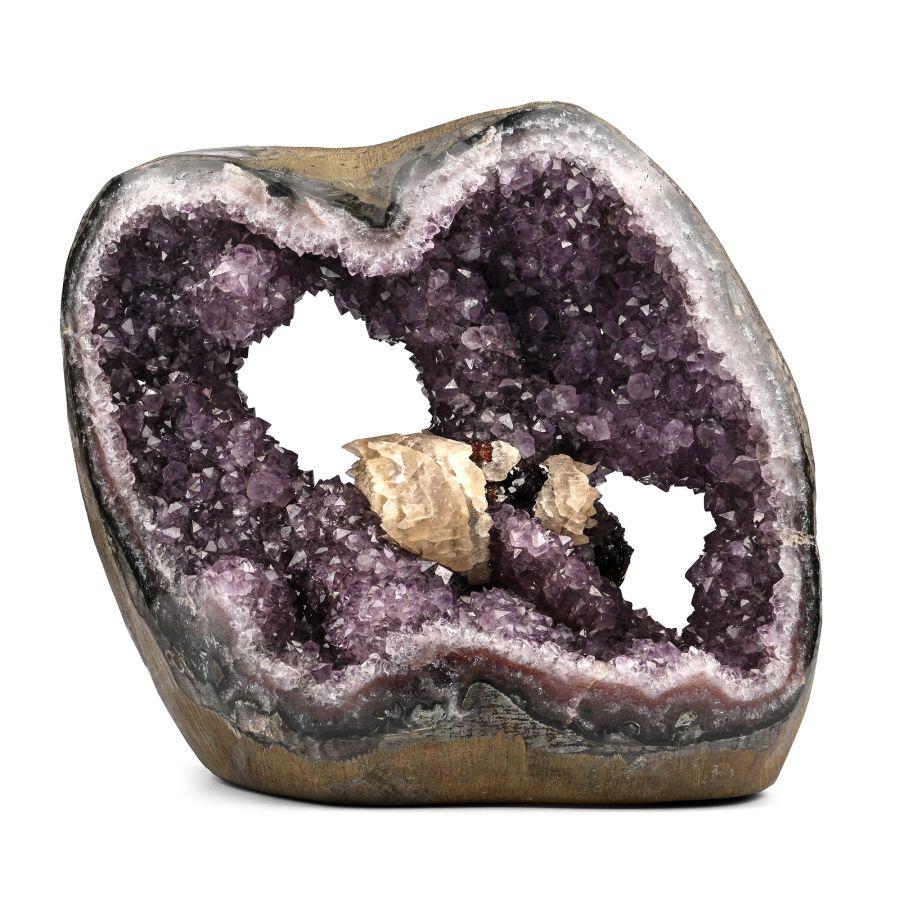Amethyst Crystal Geode with Calcite Rosettes